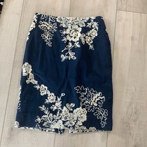 Floral Blue and off White Skirt